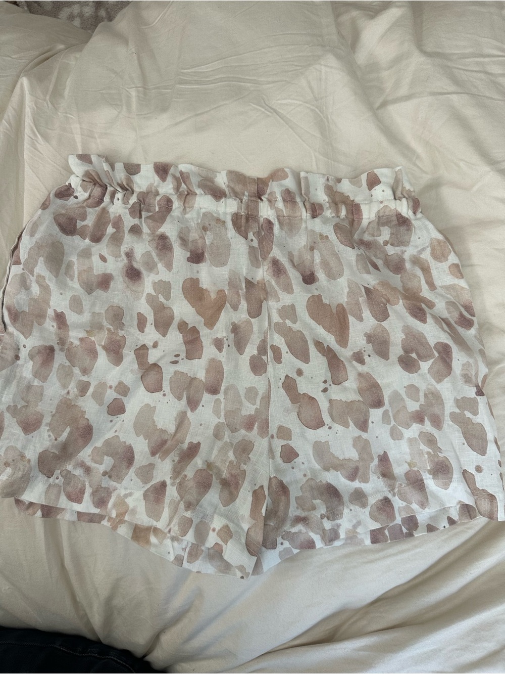 Bella Dahl Linen Blend Animal Print Drawstring Shorts Size Small - Picture 3 of 5